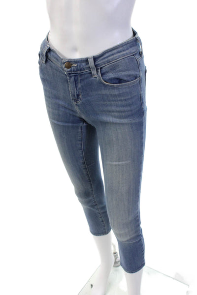 J Brand Women Cropped Skinny Blue Mid-Rise Jeans Petite Size 24