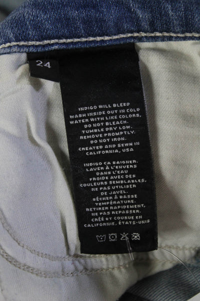 J Brand Women Cropped Skinny Blue Mid-Rise Jeans Petite Size 24