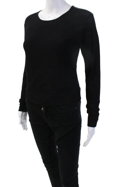 Parker Women Pullover Sweater Black Round Neck Zip Long Sleeve Size S