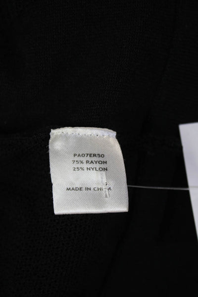 Parker Women Pullover Sweater Black Round Neck Zip Long Sleeve Size S