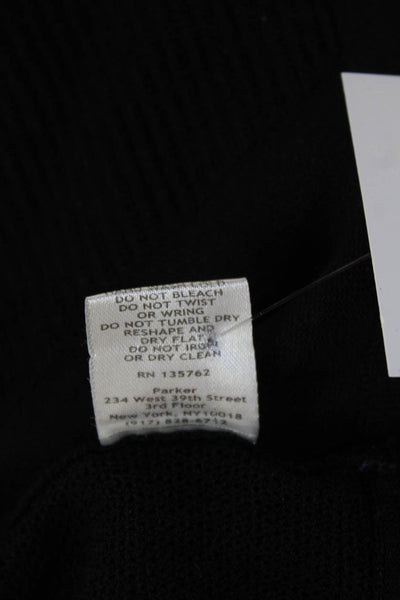 Parker Women Pullover Sweater Black Round Neck Zip Long Sleeve Size S