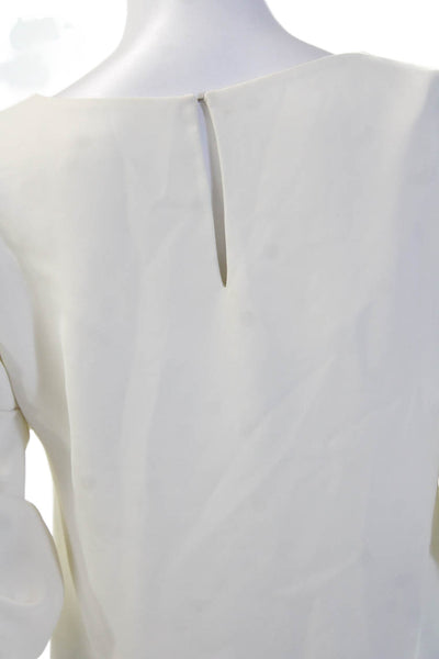 Amanda Uprichard Women White Solid Round Neck 3/4 Sleeve Blouse Size 0P