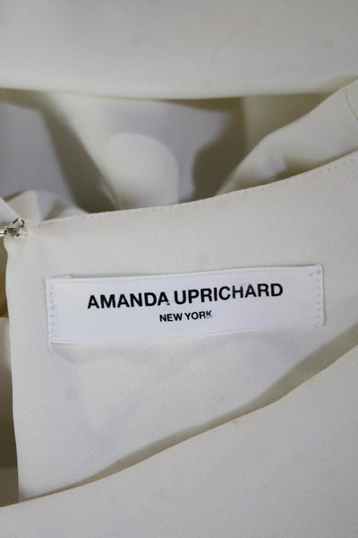 Amanda Uprichard Women White Solid Round Neck 3/4 Sleeve Blouse Size 0P