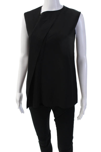 Vince Women Sleeveless Black Zip Solid Polyester Blouse Size XS