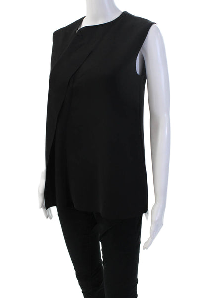 Vince Women Sleeveless Black Zip Solid Polyester Blouse Size XS