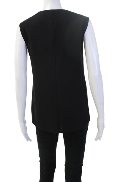 Vince Women Sleeveless Black Zip Solid Polyester Blouse Size XS