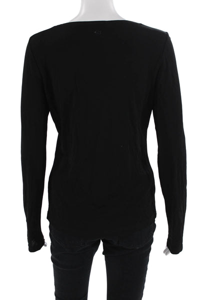 Escada Sport Women Black Jersey Long Sleeve Round Neck Top Size S