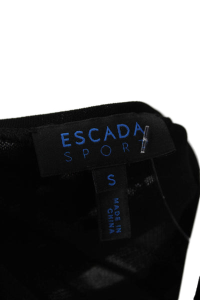 Escada Sport Women Black Jersey Long Sleeve Round Neck Top Size S