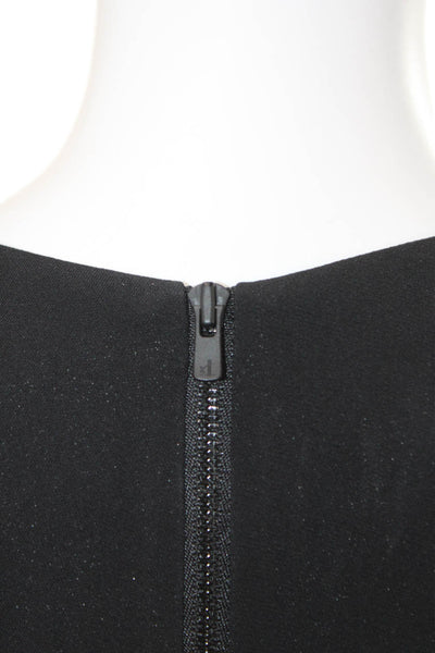 Helmut Lang Women Shift Dress Black Long Sleeve Crew Neck Zip Size 8