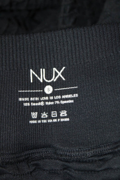 Nux Women Ankle Leggings Black Striped Long Sleeve Round Neck Size S