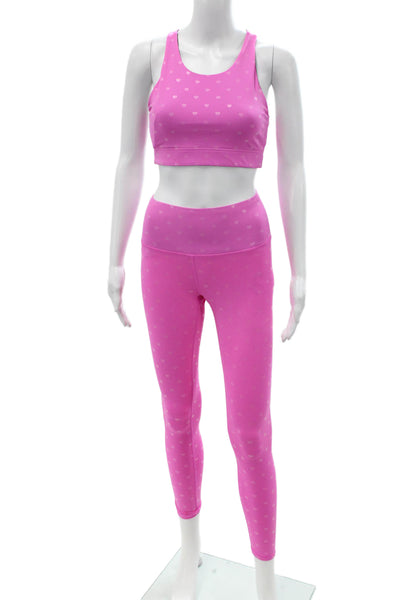 Terez Women Pink Heart Ankle Leggings Size XS