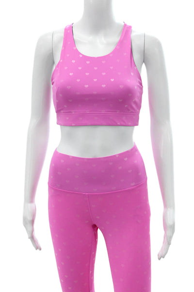 Terez Women Pink Heart Ankle Leggings Size XS
