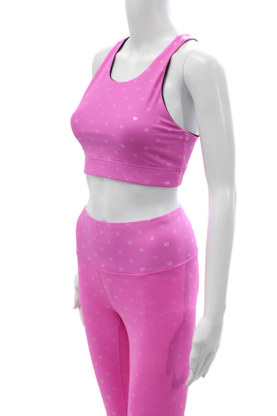 Terez Women Pink Heart Ankle Leggings Size XS