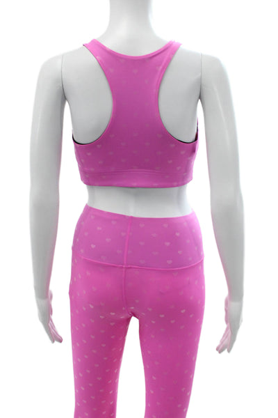 Terez Women Pink Heart Ankle Leggings Size XS