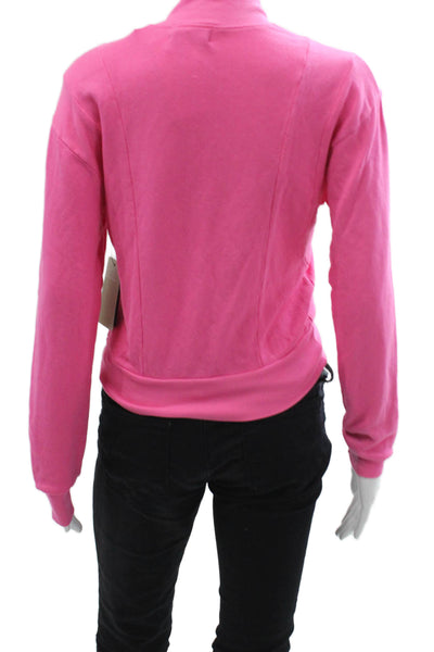 Nux Womens Henley Sweatshirt Pink Mock Neck Bamboo Organic Cotton Size M