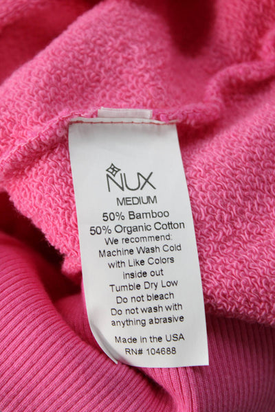 Nux Womens Henley Sweatshirt Pink Mock Neck Bamboo Organic Cotton Size M