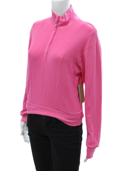 Nux Womens Henley Sweatshirt Pink Mock Neck Long Sleeve Size S