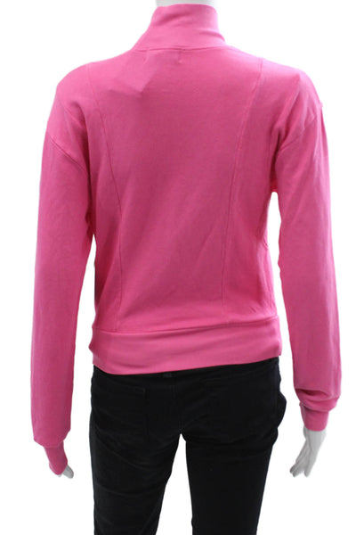 Nux Womens Henley Sweatshirt Pink Mock Neck Long Sleeve Size S