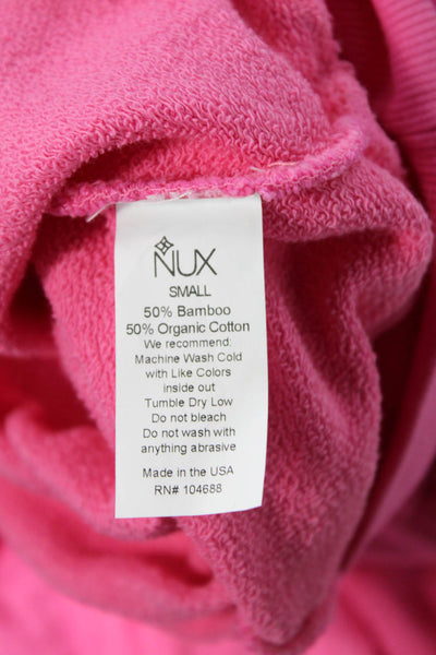 Nux Womens Henley Sweatshirt Pink Mock Neck Long Sleeve Size S