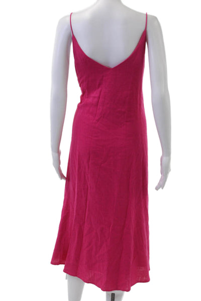 Moon River Women Slip Dress Pink Linen Blend V-Neck Sleeveless Size S