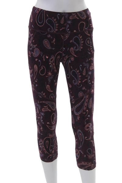 Sweaty Betty, Womens Dark Blue Paisley Capri Leggings Nylon Size S