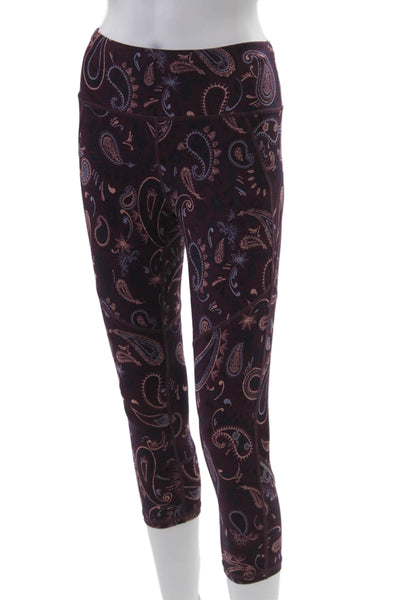 Sweaty Betty, Womens Dark Blue Paisley Capri Leggings Nylon Size S