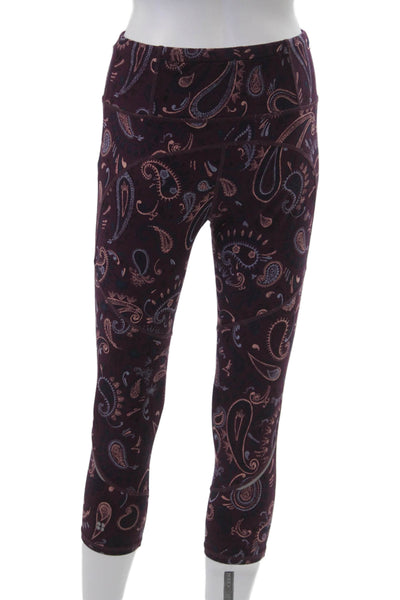 Sweaty Betty, Womens Dark Blue Paisley Capri Leggings Nylon Size S