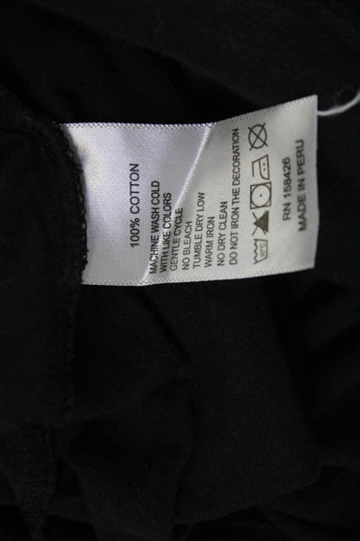 Leallo Womens Basic T-Shirt Black Crew Neck Short Sleeve 100% Cotton Size S