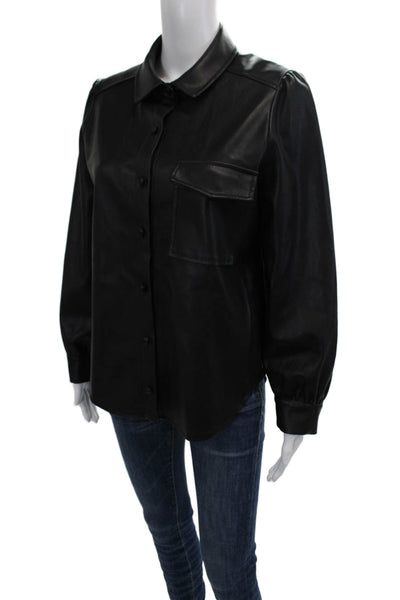 Lenny B Womens Biker Collared Button-Up Long Sleeve Black Size 1