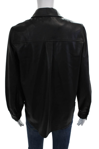 Lenny B Womens Biker Collared Button-Up Long Sleeve Black Size 1