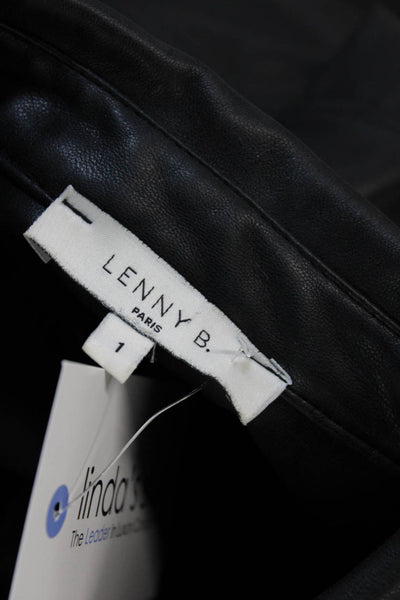 Lenny B Womens Biker Collared Button-Up Long Sleeve Black Size 1