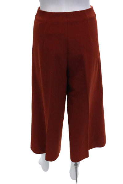 Zara Women Cropped Dress Pants Brown Polyester Blend Zip Inseam 23 Size XS