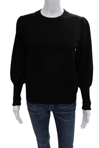 Minnie Rose Womens Pullover Sweater Black Crew Neck Long Sleeve Size S