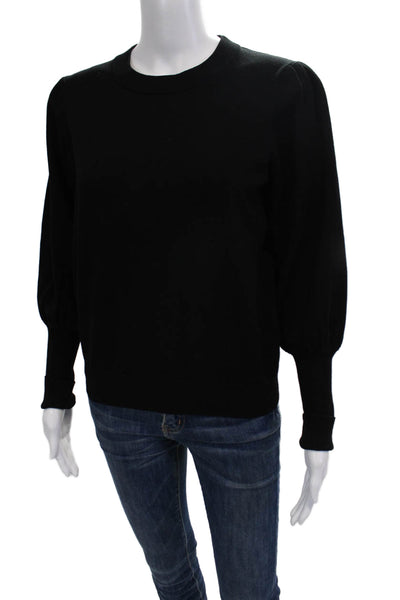Minnie Rose Womens Pullover Sweater Black Crew Neck Long Sleeve Size S