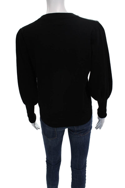 Minnie Rose Womens Pullover Sweater Black Crew Neck Long Sleeve Size S