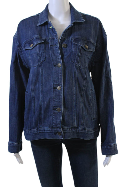 Pilcro Anthropologie Women Dark Blue Collared Button 90s Jacket Size XS