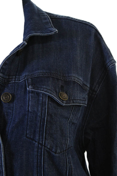 Pilcro Anthropologie Women Dark Blue Collared Button 90s Jacket Size XS
