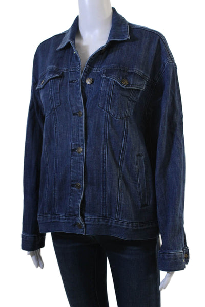 Pilcro Anthropologie Women Dark Blue Collared Button 90s Jacket Size XS