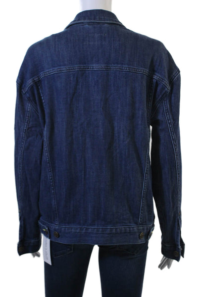 Pilcro Anthropologie Women Dark Blue Collared Button 90s Jacket Size XS