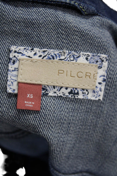 Pilcro Anthropologie Women Dark Blue Collared Button 90s Jacket Size XS