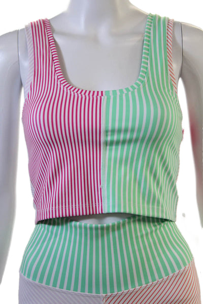Terez Unisex Biker Shorts Green Striped Size XS