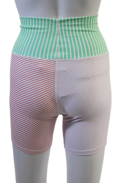 Terez Unisex Biker Shorts Green Striped Size XS