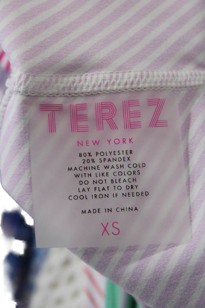 Terez Unisex Biker Shorts Green Striped Size XS