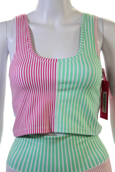 Terez Unisex Biker Striped Green Shorts Size S