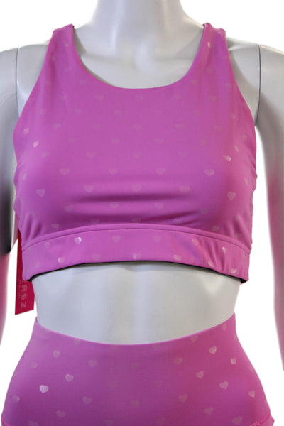 Terez Women Ankle Leggings Pink Heart 85% Nylon 15% Spandex Size XS