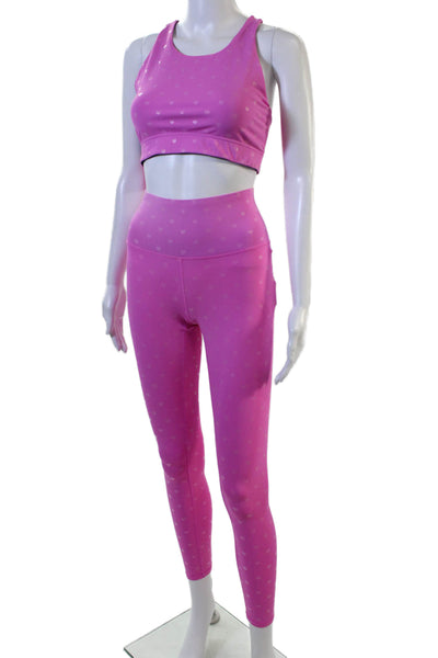 Terez Women Ankle Leggings Pink Heart 85% Nylon 15% Spandex Size XS