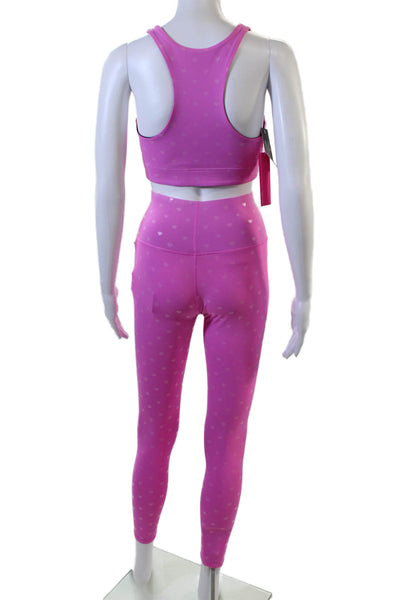 Terez Women Ankle Leggings Pink Heart 85% Nylon 15% Spandex Size XS
