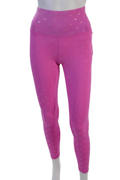 Terez Women Ankle Leggings Pink Heart 85% Nylon 15% Spandex Size XS