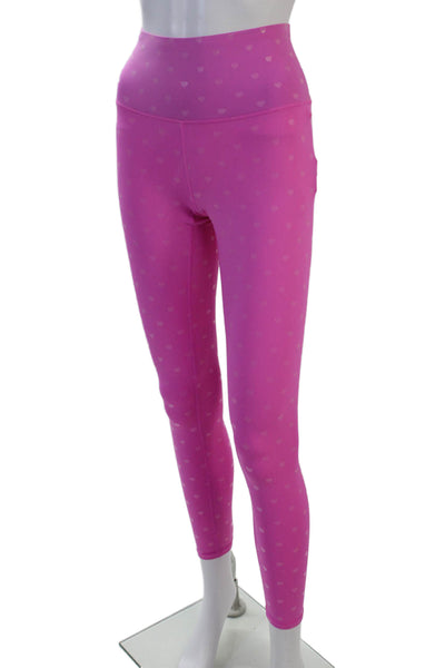 Terez Women Ankle Leggings Pink Heart 85% Nylon 15% Spandex Size XS