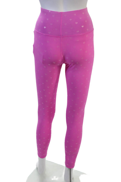 Terez Women Ankle Leggings Pink Heart 85% Nylon 15% Spandex Size XS